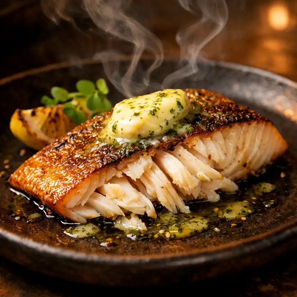 Smoked barramundi fillet with lemon myrtle butter